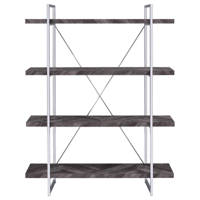 62.5" Grimma 4 Shelf Bookcase Rustic Gray - Coaster 2 62.5" Grimma 4 Shelf Bookcase Rustic Gray - Coaster - Image 2