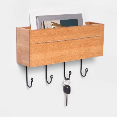 Beechwood Wall Storage With Hooks - Threshold™ 1 Beechwood Wall Storage With Hooks - Threshold™