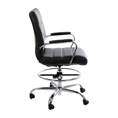 Emma And Oliver Mid-Back LeatherSoft Drafting Chair With Adjustable Foot Ring And Chrome Base 11 Emma And Oliver Mid-Back LeatherSoft Drafting Chair With Adjustable Foot Ring And Chrome Base - Image 11