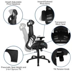 Flash Furniture Ergonomic Mesh Office Chair With 2-to-1 Synchro-Tilt, Adjustable Headrest, Lumbar Support, And Adjustable Pivot Arms -WorkHaven Sales Shop GUEST b7aa7394 3036 47c4 9f92 e0ec3dd56728