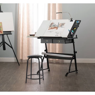 Core Drawing Table And Stool Set Charcoal Black/White - Studio Designs 18 Core Drawing Table And Stool Set Charcoal Black/White - Studio Designs - Image 18
