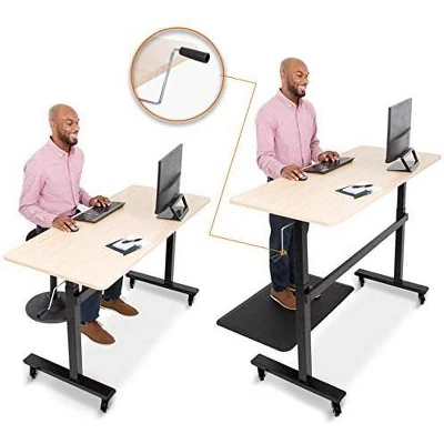 Tranzendesk Standing Desk – 55" Manual Height Adjustable Workstation – Maple – Stand Steady 2 Tranzendesk Standing Desk – 55" Manual Height Adjustable Workstation – Maple – Stand Steady - Image 2