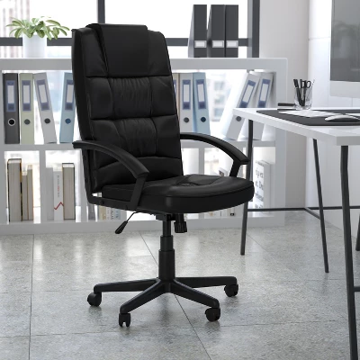 Emma And Oliver High Back Black LeatherSoft Soft Ripple Executive Swivel Office Chair - Arms 1 Emma And Oliver High Back Black LeatherSoft Soft Ripple Executive Swivel Office Chair - Arms