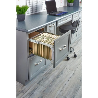 Rev-A-Shelf 15" Base Cabinet File Drawer Organizer System For Letter & Legal Sized Files For Home Office Or Home Storage, Chrome, RAS-FDSM-DM15-1 2 Rev-A-Shelf 15" Base Cabinet File Drawer Organizer System For Letter & Legal Sized Files For Home Office Or Home Storage, Chrome, RAS-FDSM-DM15-1 - Image 2