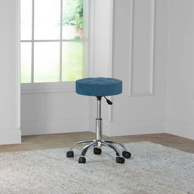 24.5" Nora Tufted Backless Adjustable Metal Vanity And Office Stool With Casters - Hillsdale Furniture 9 24.5" Nora Tufted Backless Adjustable Metal Vanity And Office Stool With Casters - Hillsdale Furniture - Image 9