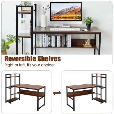 Costway Multi-Functional Computer Desk With 4-tier Storage Shelves 5 Costway Multi-Functional Computer Desk With 4-tier Storage Shelves - Image 5