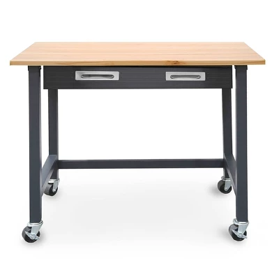 Ultragraphite Wood Top Table Workbench On Wheels Beech Wood/Graphite - Seville Classics 6 Ultragraphite Wood Top Table Workbench On Wheels Beech Wood/Graphite - Seville Classics - Image 6