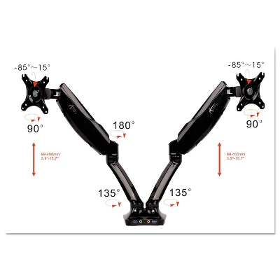 Alera AdaptivErgo Heavy-Duty Articulating Dual Monitor Arm W/USB & Audio 32" Black AEMA2H 6 Alera AdaptivErgo Heavy-Duty Articulating Dual Monitor Arm W/USB & Audio 32" Black AEMA2H - Image 6