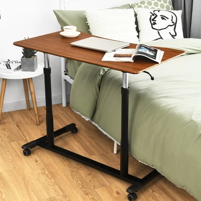 Costway Height Adjustable Computer Desk Sit Stand Rolling Notebook Table NaturalBrownBlack 2 Costway Height Adjustable Computer Desk Sit Stand Rolling Notebook Table NaturalBrownBlack - Image 2