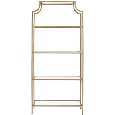 Metal Glass Bookcase In Antique Gold - Pemberly Row 1 Metal Glass Bookcase In Antique Gold - Pemberly Row