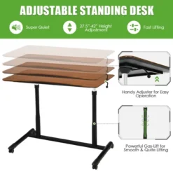 Costway Height Adjustable Computer Desk Sit Stand Rolling Notebook Table NaturalBrownBlack 16 Costway Height Adjustable Computer Desk Sit Stand Rolling Notebook Table NaturalBrownBlack -WorkHaven Sales Shop GUEST ba09a3e2 7b82 4009 99ab f77dd4ae840d