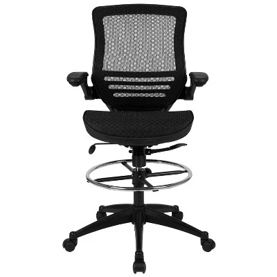 Flash Furniture Mid-Back Transparent Mesh Drafting Chair With Flip-Up Arms 2 Flash Furniture Mid-Back Transparent Mesh Drafting Chair With Flip-Up Arms - Image 2