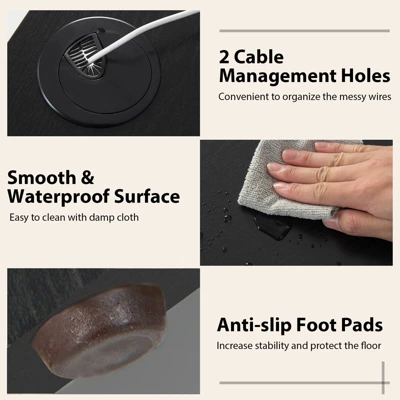 Tangkula L-Shaped Office Computer Desk W/ Spacious Desktop & 2-Tier Open Shelves Black 9 Tangkula L-Shaped Office Computer Desk W/ Spacious Desktop & 2-Tier Open Shelves Black - Image 9