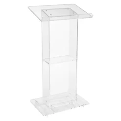 Lectern With Shelf Clear Acrylic - Hampden Furnishings