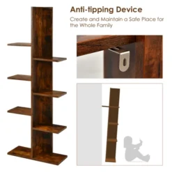 Tangkula Modern Multi-Layer Bookshelf Floor Standing Bookcase W/Anti-fall Device Storage Rack For Home Office Rustic -WorkHaven Sales Shop GUEST bc410299 d20b 45f9 83c0 c4fcd88a40e7