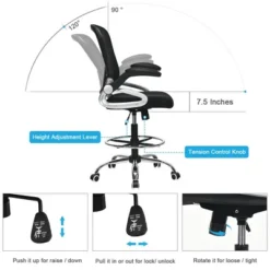 Costway Mesh Drafting Chair Mid Back Office Chair Adjustable Height Flip-Up Arm Black 15 Costway Mesh Drafting Chair Mid Back Office Chair Adjustable Height Flip-Up Arm Black -WorkHaven Sales Shop GUEST bc5f2a56 7487 4076 9e41 df666a2dd7ea