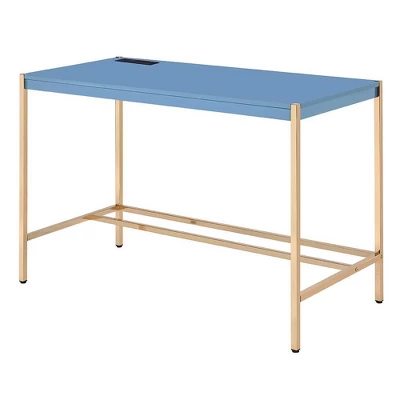 42" Midriaks Writing Desk Navy Blue/Gold Finish - Acme Furniture 1 42" Midriaks Writing Desk Navy Blue/Gold Finish - Acme Furniture