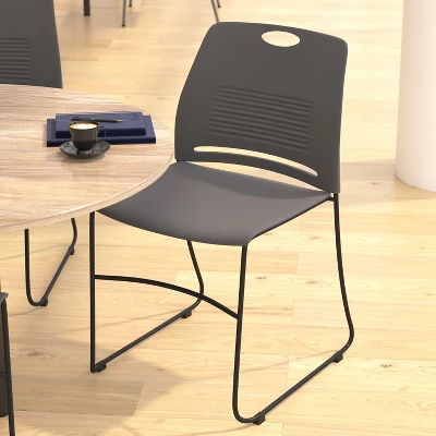 Emma And Oliver Heavy Duty 660 Lb. Capacity Ergonomic Polypropylene Stack Chair With Perforated Back And Steel Sled Base 4 Emma And Oliver Heavy Duty 660 Lb. Capacity Ergonomic Polypropylene Stack Chair With Perforated Back And Steel Sled Base - Image 4
