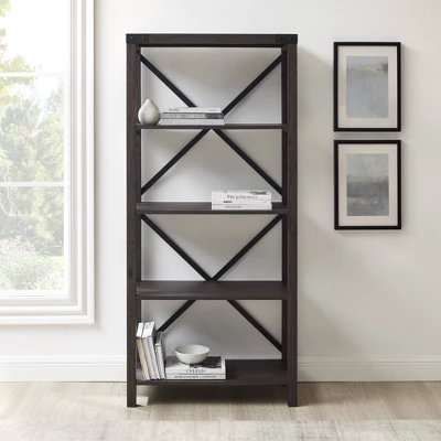 64" Sophie Industrial X Frame Bookshelf - Saracina Home 1 64" Sophie Industrial X Frame Bookshelf - Saracina Home