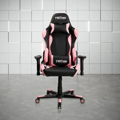 Ergonomic High Back Racer Style PC Gaming Chair Pink - Techni Sport 3 Ergonomic High Back Racer Style PC Gaming Chair Pink - Techni Sport - Image 3