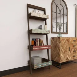 70" Wood 4 Shelf Leaning Shelf Book Shelf Brown - Olivia & May 33 70" Wood 4 Shelf Leaning Shelf Book Shelf Brown - Olivia & May -WorkHaven Sales Shop GUEST be248a22 6c51 4e32 a1d6 9b3725feacf7