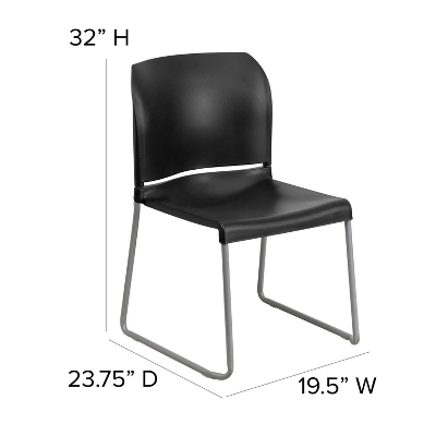 Emma And Oliver Home And Office Guest Chair Black Full Back Contoured Sled Base Stack Chair 3 Emma And Oliver Home And Office Guest Chair Black Full Back Contoured Sled Base Stack Chair - Image 3