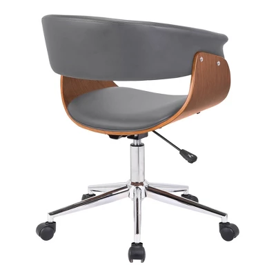 Mantua Mid-Century Office Chair Chrome/Gray - Armen Living 2 Mantua Mid-Century Office Chair Chrome/Gray - Armen Living - Image 2