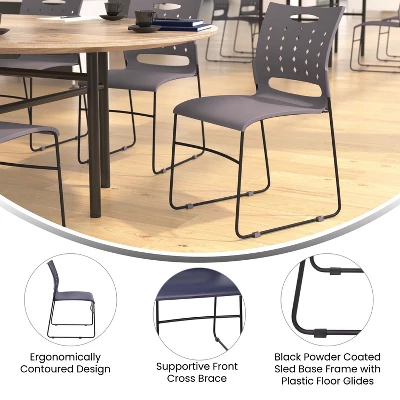 Flash Furniture 5 Pack HERCULES Series 881 Lb. Capacity Sled Base Stack Chair With Air-Vent Back 5 Flash Furniture 5 Pack HERCULES Series 881 Lb. Capacity Sled Base Stack Chair With Air-Vent Back - Image 5