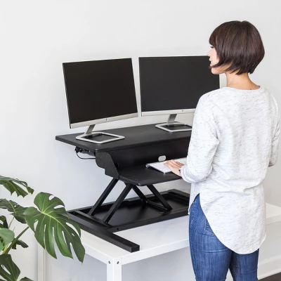 Stand Up Desk Store Power Pro Electric Adjustable Height Two Tier Standing Desk Converter (Black, 36" Wide) 3 Stand Up Desk Store Power Pro Electric Adjustable Height Two Tier Standing Desk Converter (Black, 36" Wide) - Image 3