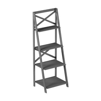 Lavish Home 4-Tier Ladder Bookshelf With X-Back Frame – Freestanding Bookcase, Gray 6 Lavish Home 4-Tier Ladder Bookshelf With X-Back Frame – Freestanding Bookcase, Gray - Image 6