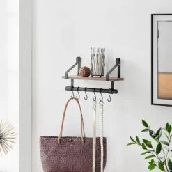 6 Hook Amelia Wall Shelf With Hanging Rod Black/Rustic - Danya B. 8 6 Hook Amelia Wall Shelf With Hanging Rod Black/Rustic - Danya B. -WorkHaven Sales Shop GUEST c072696e e4b3 4975 99c5 3f47f16285c9