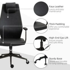 Vinsetto High-Back Executive Office Chair, Ergonomic Leather Computer Desk Chair With Adjustable Height, Headrest And 360 Swivel Wheels, Deep Gray -WorkHaven Sales Shop GUEST c0bea8be e5de 49c4 8985 d307d10eb5df