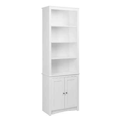 80" 2 Shaker With Tall Bookshelf Doors White - Prepac 1 80" 2 Shaker With Tall Bookshelf Doors White - Prepac