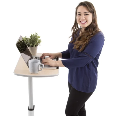 Cruizer Pivot Mobile Podium – Tilting Desktop And Pneumatic Height Adjustment – White – Stand Steady 2 Cruizer Pivot Mobile Podium – Tilting Desktop And Pneumatic Height Adjustment – White – Stand Steady - Image 2