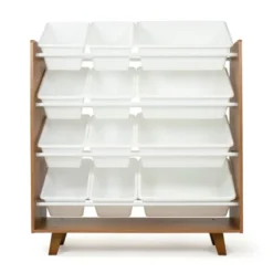 Morgan Mid-Century 12 Bin Toy Storage Wood/White - Humble Crew
