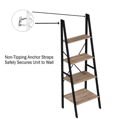 Hastings Home 4-Tier Ladder-Style Bookcase, Gray 3 Hastings Home 4-Tier Ladder-Style Bookcase, Gray - Image 3