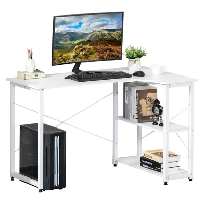 HOMCOM L-Shaped Computer Desk Home Office Corner Desk Study Workstation Table With With Wide Desktop, 2 Side Shelves, Steel Frame 3 HOMCOM L-Shaped Computer Desk Home Office Corner Desk Study Workstation Table With With Wide Desktop, 2 Side Shelves, Steel Frame - Image 3