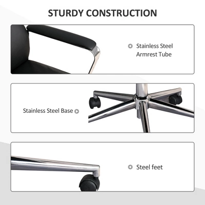 Vinsetto High Back Executive Office Chair Faux Leather Swivel Computer Desk Chair With Padded Arm, Adjustable Height, Wheels Black 6 Vinsetto High Back Executive Office Chair Faux Leather Swivel Computer Desk Chair With Padded Arm, Adjustable Height, Wheels Black - Image 6