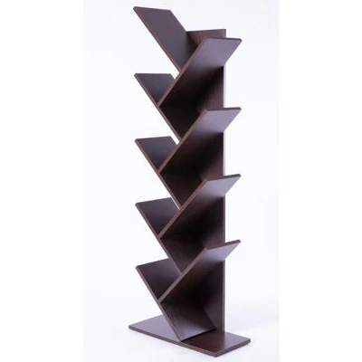 Basicwise Wooden 9-Shelf Tree Magazine CD Storage Bookcase 4 Basicwise Wooden 9-Shelf Tree Magazine CD Storage Bookcase - Image 4