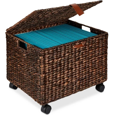 Best Choice Products Hyacinth Rolling Filing Cabinet Mobile Organizer Storage Basket W/ Lid, Locking Wheels 8 Best Choice Products Hyacinth Rolling Filing Cabinet Mobile Organizer Storage Basket W/ Lid, Locking Wheels - Image 8