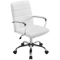 Yaheetech Mid-Back Office Chair With Arms 360° Swivel PU Leather Office Executive Chair -WorkHaven Sales Shop GUEST c7644bc3 7a88 4ea2 b82e 0a501cef1166