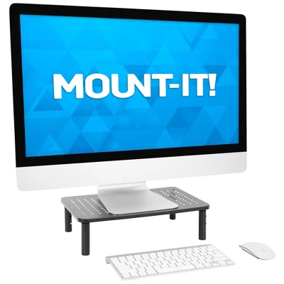 Mount-It! Metal Monitor Riser 2-Pack | Height Adjustable Computer Display And Laptop Stand For Desktop | Fits Up To 32" Screens, 44 Lbs. Capacity 1 Mount-It! Metal Monitor Riser 2-Pack | Height Adjustable Computer Display And Laptop Stand For Desktop | Fits Up To 32" Screens, 44 Lbs. Capacity