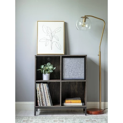 33" Jacobsen Record Storage Cube Bookcase With Speaker Brown Ash/Black - Crosley 2 33" Jacobsen Record Storage Cube Bookcase With Speaker Brown Ash/Black - Crosley - Image 2