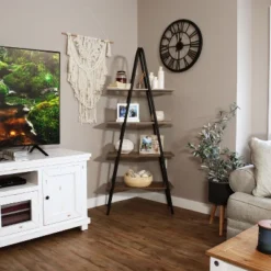 Sunnydaze Decor Sunnydaze 4-Shelf Industrial-Style Ladder Bookshelf - MDP With Powder-Coated Steel Frame - Brown 13 Sunnydaze Decor Sunnydaze 4-Shelf Industrial-Style Ladder Bookshelf - MDP With Powder-Coated Steel Frame - Brown -WorkHaven Sales Shop GUEST c84c9504 1caf 492a 8b59 8d05449afeaa