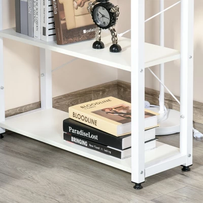 HOMCOM L-Shaped Computer Desk Home Office Corner Desk Study Workstation Table With With Wide Desktop, 2 Side Shelves, Steel Frame 4 HOMCOM L-Shaped Computer Desk Home Office Corner Desk Study Workstation Table With With Wide Desktop, 2 Side Shelves, Steel Frame - Image 4