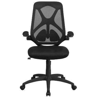 Flash Furniture High Back Black Mesh Executive Swivel Ergonomic Office Chair With Adjustable Lumbar, 2-Paddle Control And Flip-Up Arms 6 Flash Furniture High Back Black Mesh Executive Swivel Ergonomic Office Chair With Adjustable Lumbar, 2-Paddle Control And Flip-Up Arms - Image 6