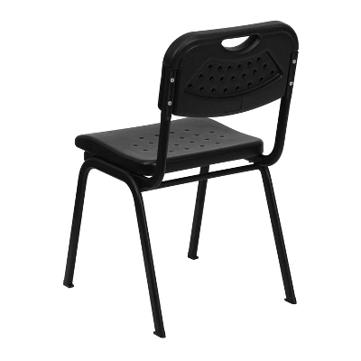 Emma And Oliver Black Plastic Student Classroom Stack Chair With Open Back 6 Emma And Oliver Black Plastic Student Classroom Stack Chair With Open Back - Image 6