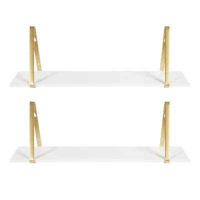 27.5" X 8.2" 2pk Soloman Wooden Shelf Set With Brackets - Kate & Laurel All Things Decor 5 27.5" X 8.2" 2pk Soloman Wooden Shelf Set With Brackets - Kate & Laurel All Things Decor - Image 5