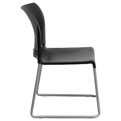 Emma And Oliver Home And Office Guest Chair Black Full Back Contoured Sled Base Stack Chair 7 Emma And Oliver Home And Office Guest Chair Black Full Back Contoured Sled Base Stack Chair - Image 7