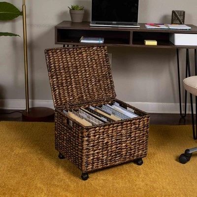 BirdRock Home Rolling Legal Letter File Organizer With Lid For Office - Brown Wash 1 BirdRock Home Rolling Legal Letter File Organizer With Lid For Office - Brown Wash